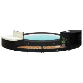 Spa Surround Black and Natural Wood