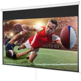 Manual Projector Screen, 100 inch 16:9 4K 1080 HD Retractable Pull Down Projector Screen