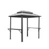 Grill Gazebo 8' Ã— 6', Aluminum BBQ Gazebo Outdoor Metal Frame with Shelves Serving Tables