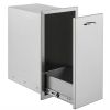 Pull Out Trash Drawer 13.6Wx26Hx19.3D Inch Lower Sliding Rails Stainless Steel Roll Out Trash Bin Pull Out Tray Outdoor Kitchen Trash Drawer with Hand