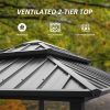 Grill Gazebo 8' Ã— 6', Aluminum BBQ Gazebo Outdoor Metal Frame with Shelves Serving Tables