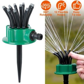 360 Degree Flexible Lawn Sprinkler Automatic 12 Tubes Garden Water Irrigation Sprayers Garden Sprinkler (Option: Green)